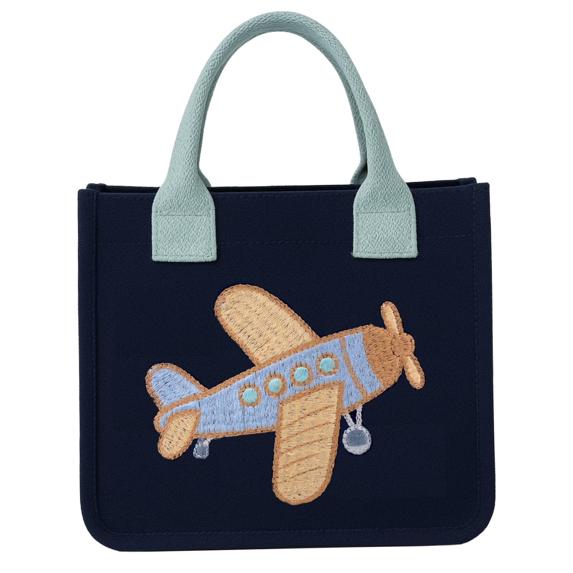 Airplane Embroidery Kids Tote Bag
