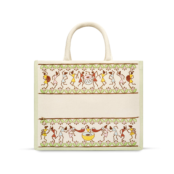 Tribal Beats Warli Hamper Bag - Green