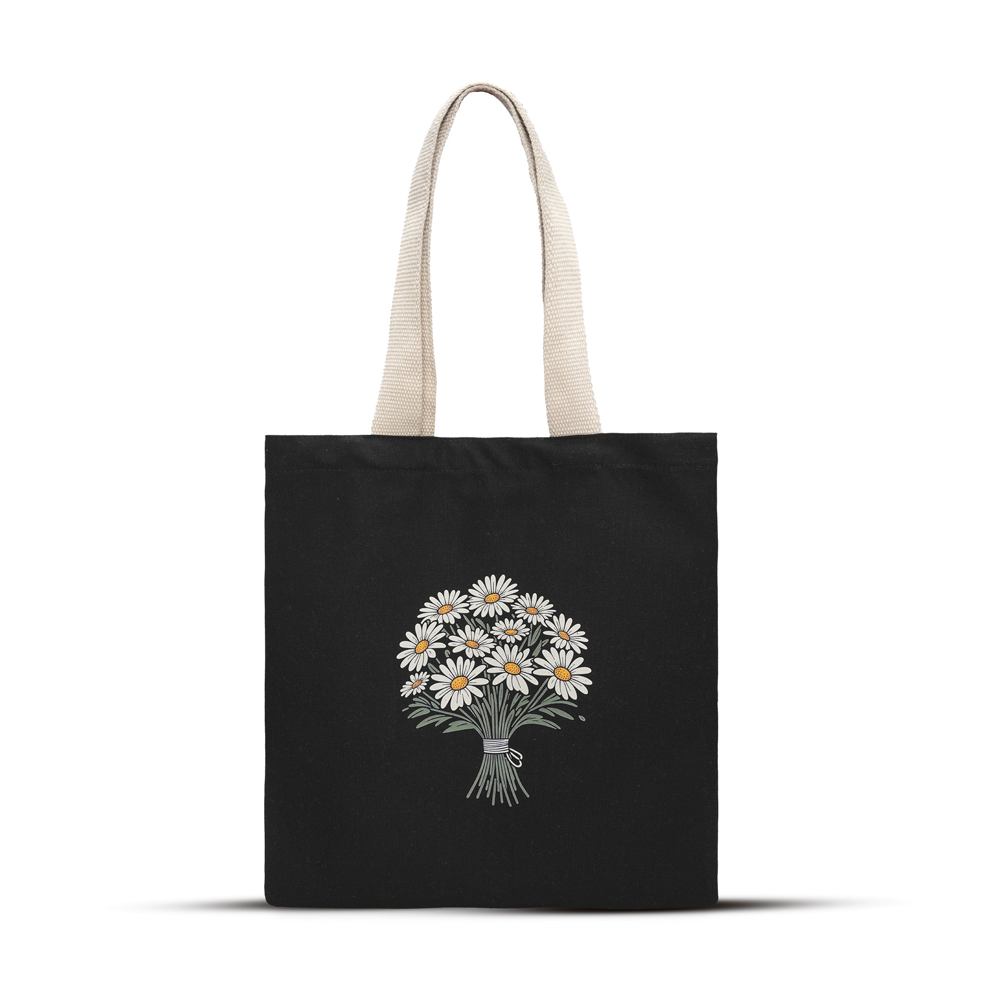 Black Daisy Tote Bag