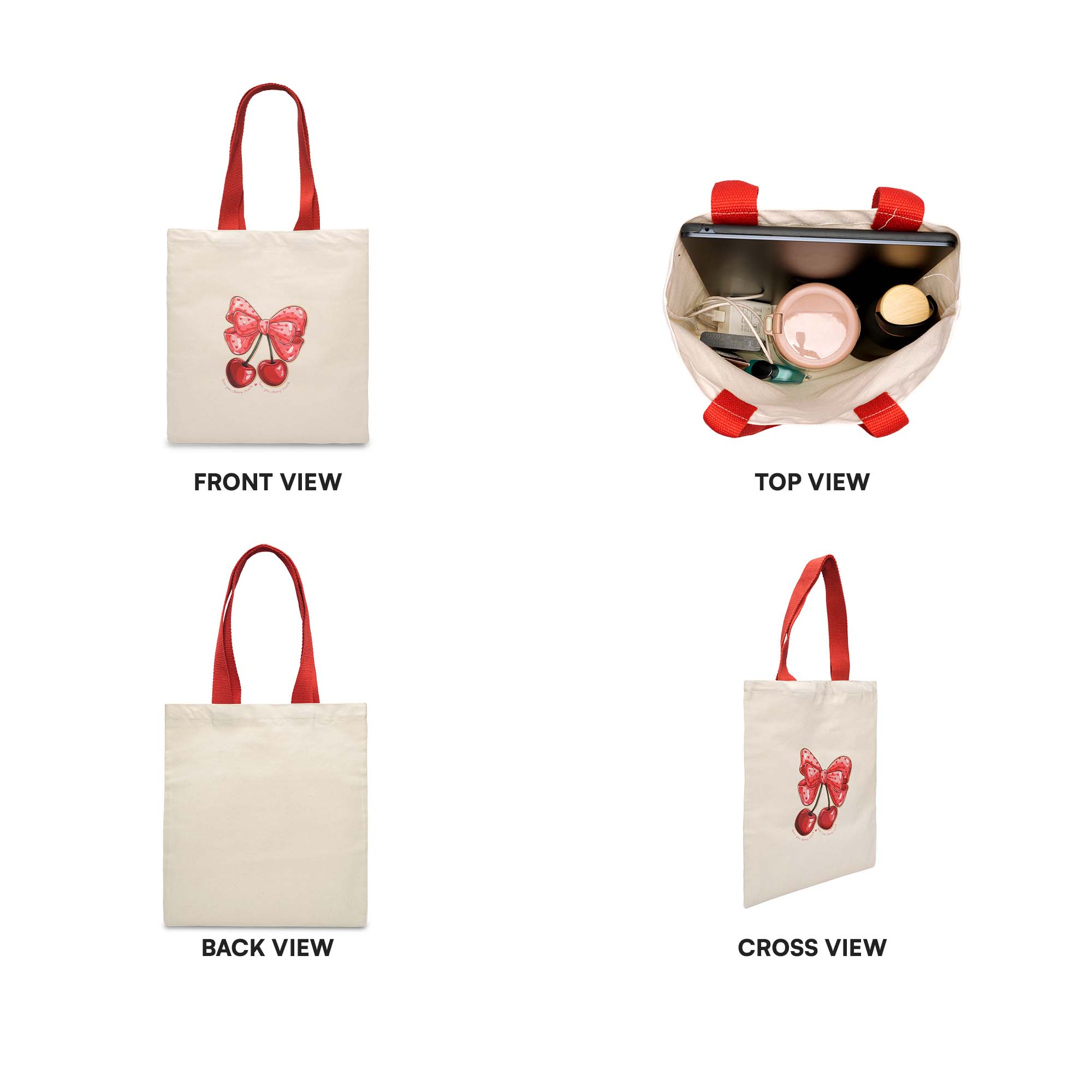Bow with Cherry Tote Bag