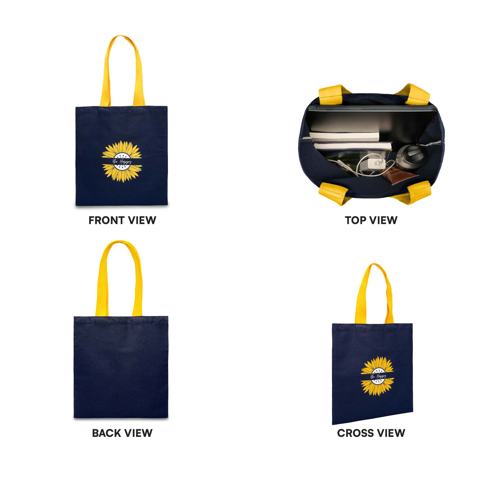 Be Happy Sunflower Tote Bag