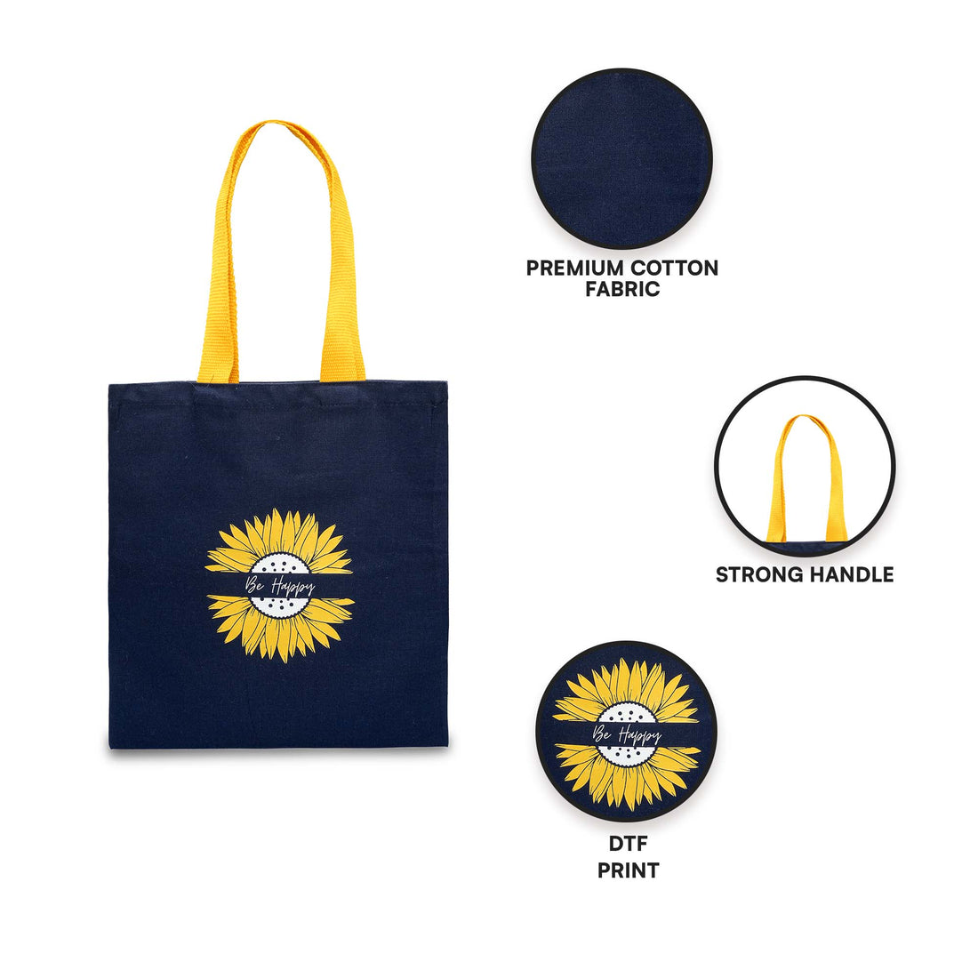 Be Happy Sunflower Tote Bag