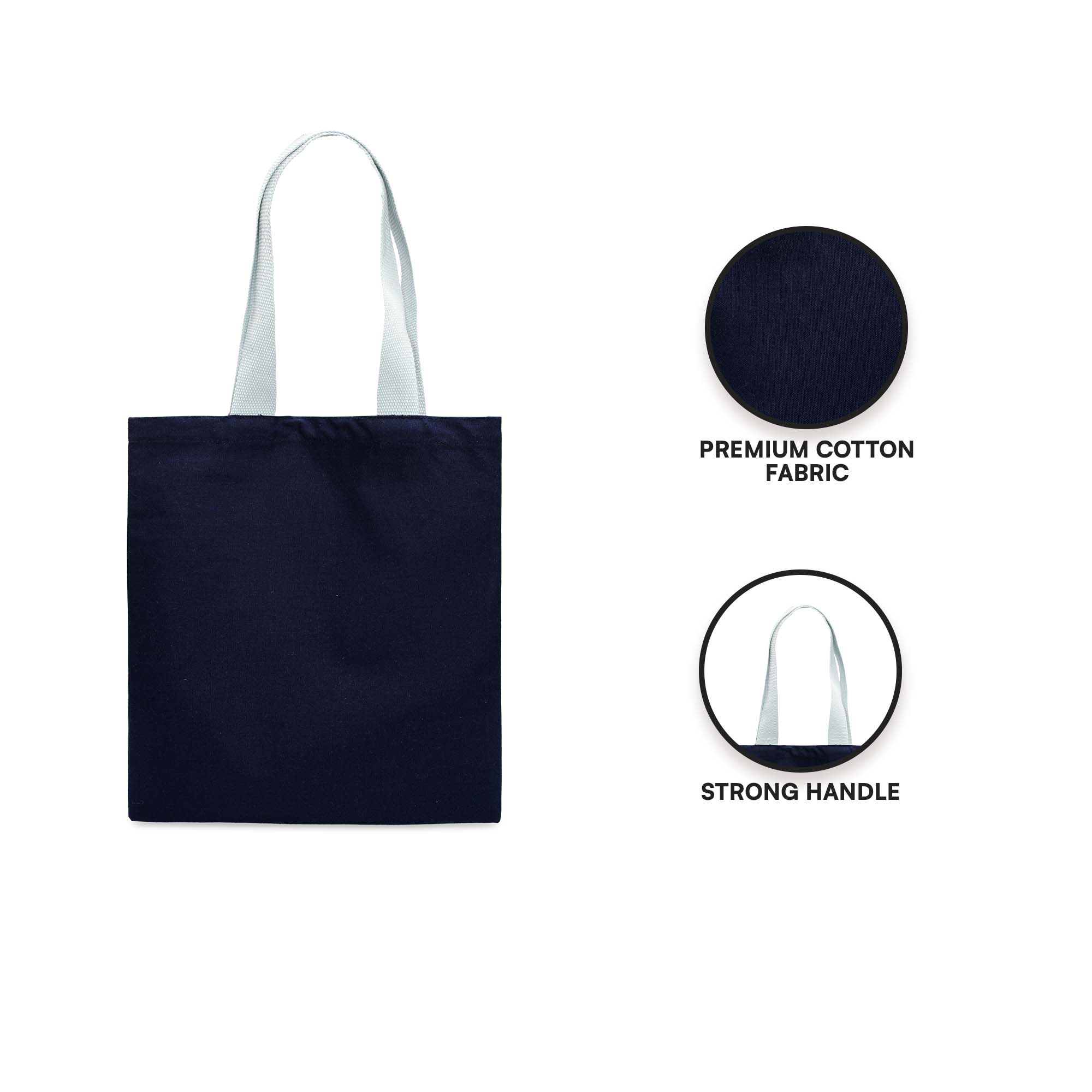 Plain Navy Blue Tote Bag