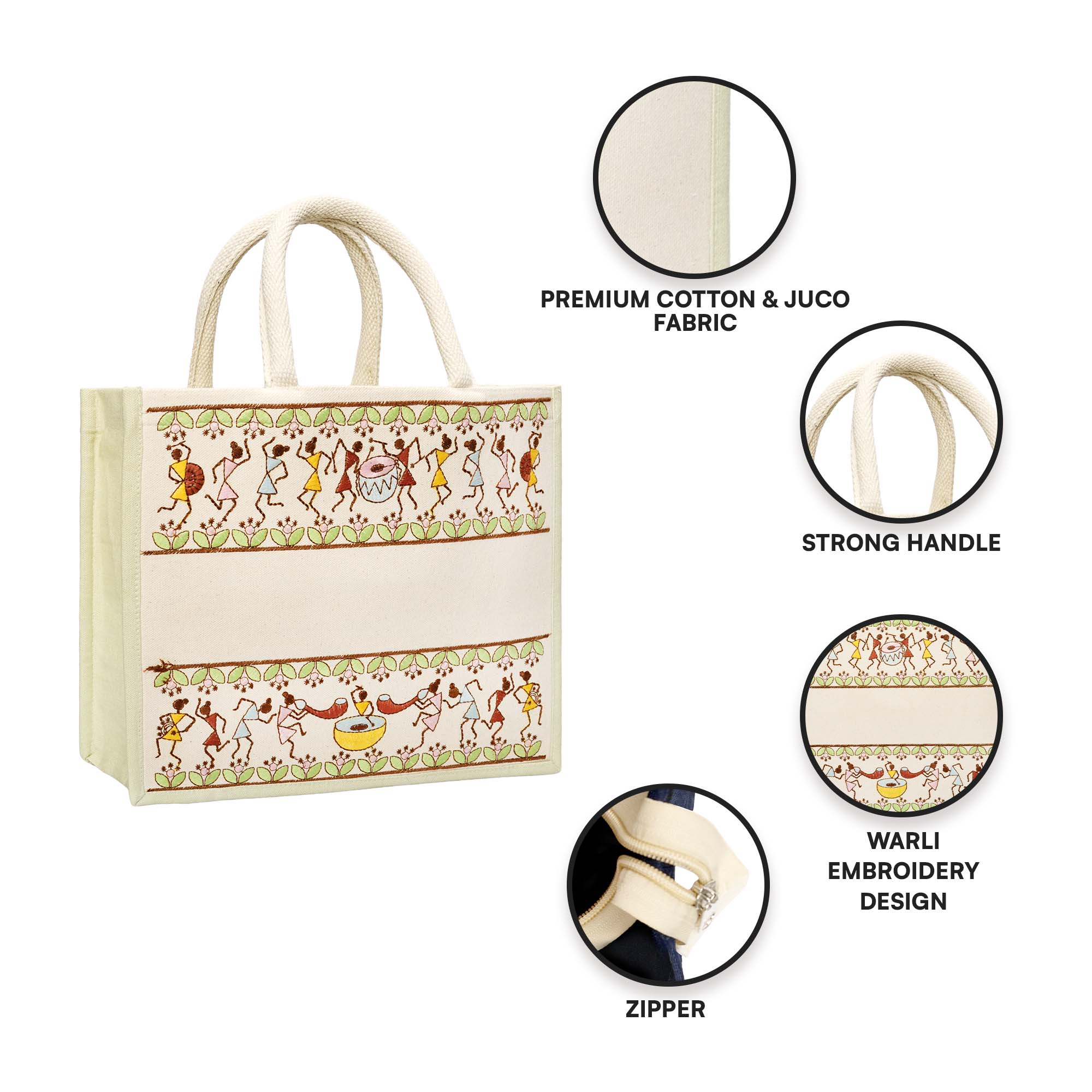 Tribal Beats Warli Hamper Bag - Green