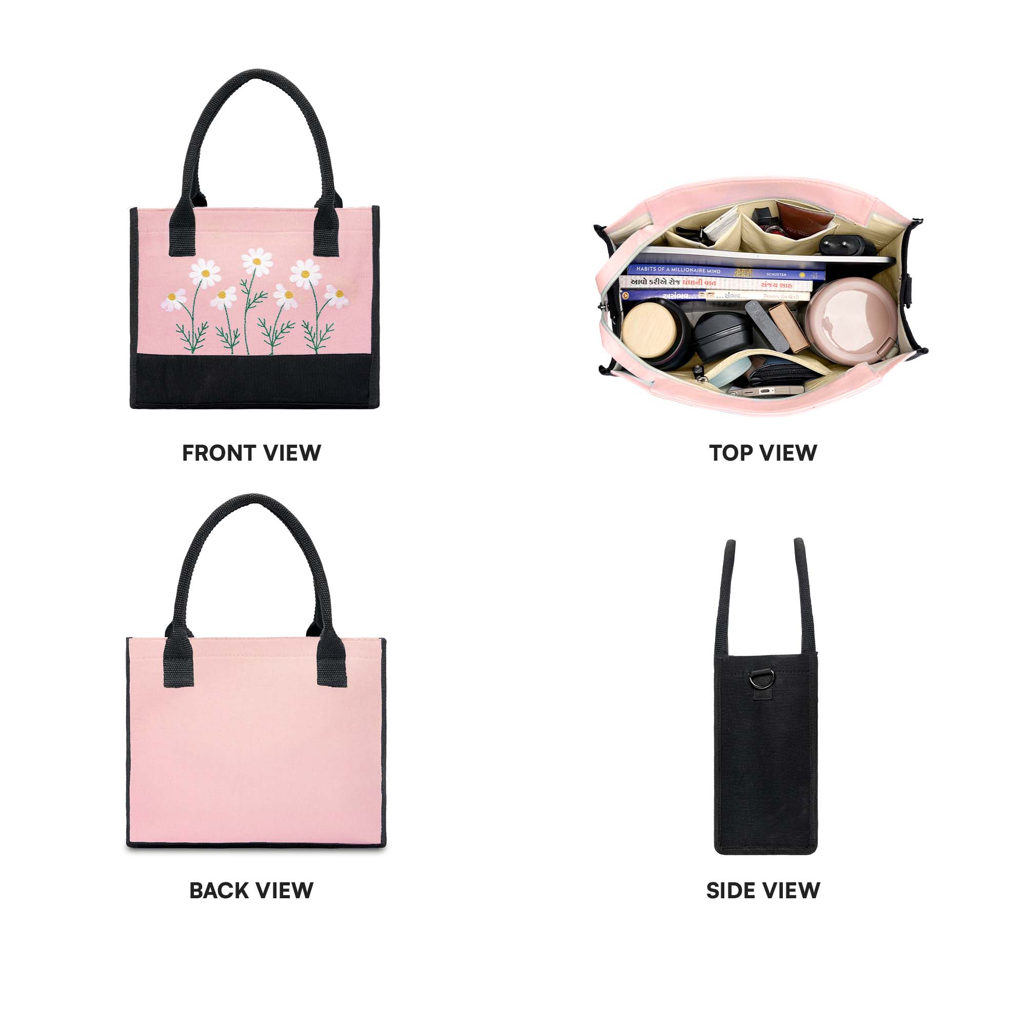 Pink Floral Tote Bag