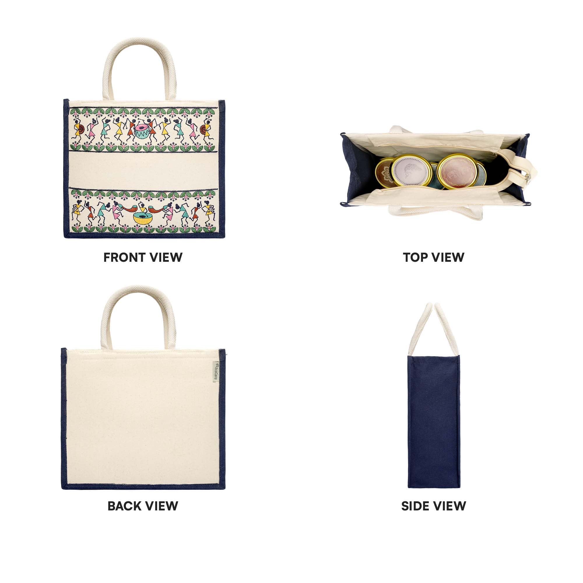 Warli Jute Hamper Bag