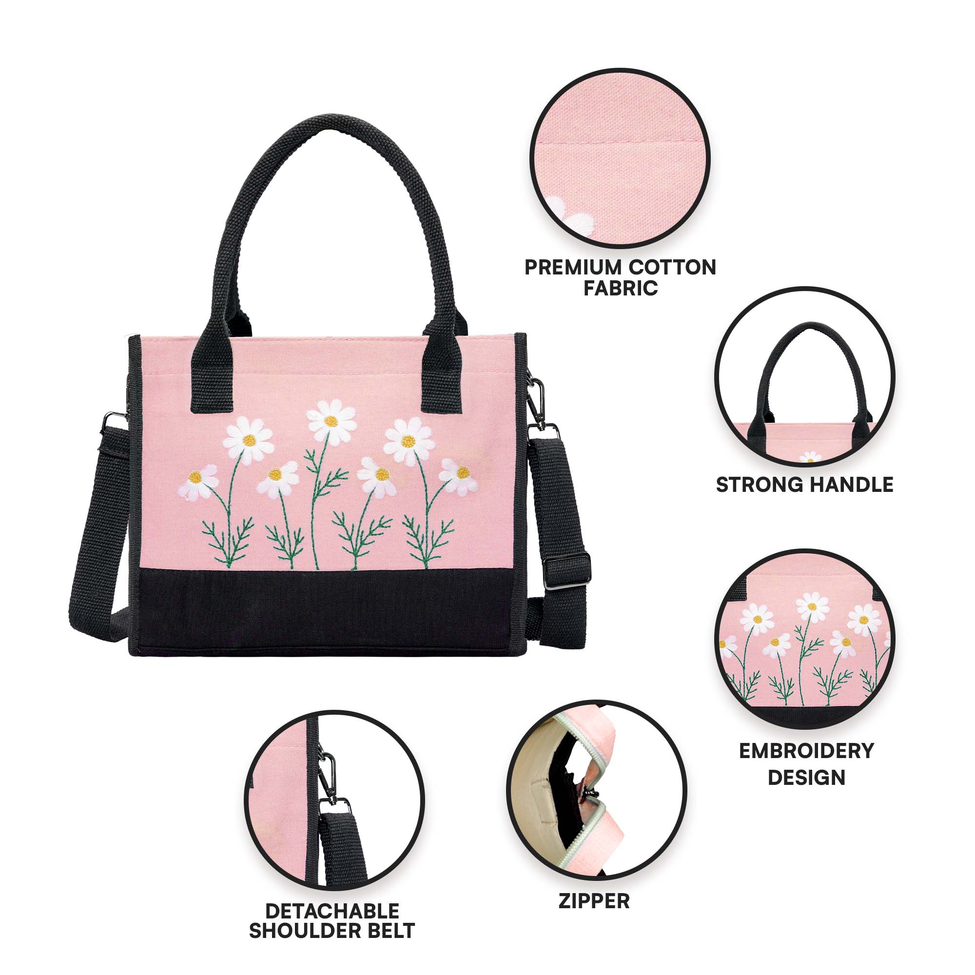 Pink Floral Tote Bag