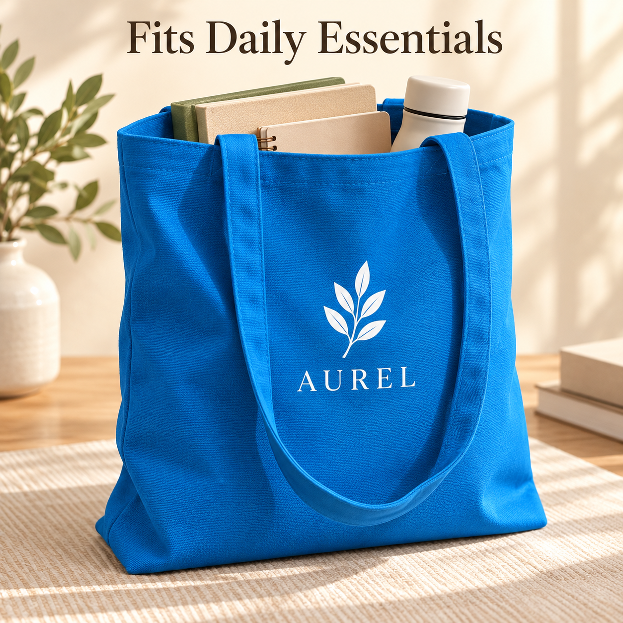 14.5x15.5 Sky Blue Cotton Canvas Tote Bag | 350 GSM
