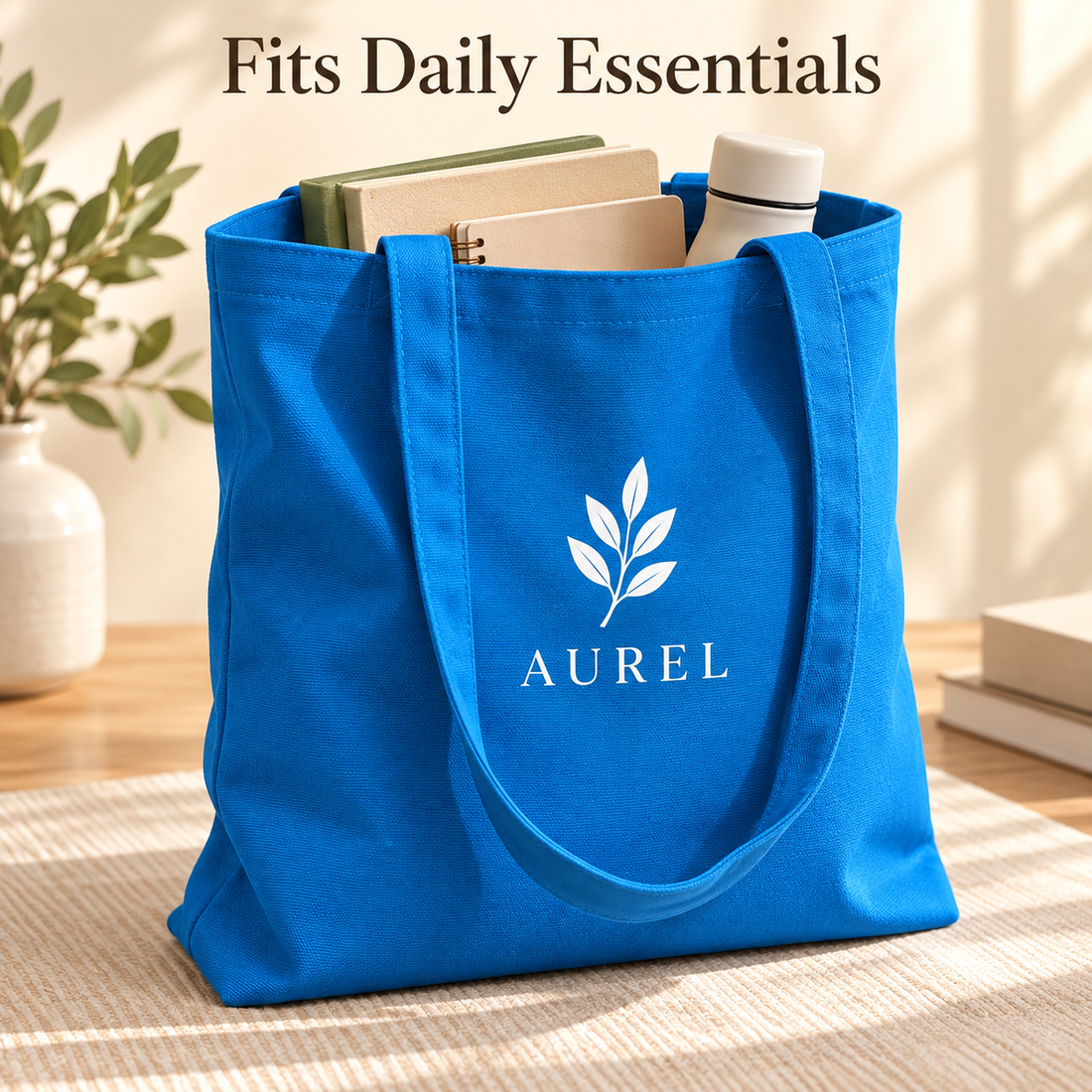 14.5x15.5 Sky Blue Cotton Canvas Tote Bag | 350 GSM