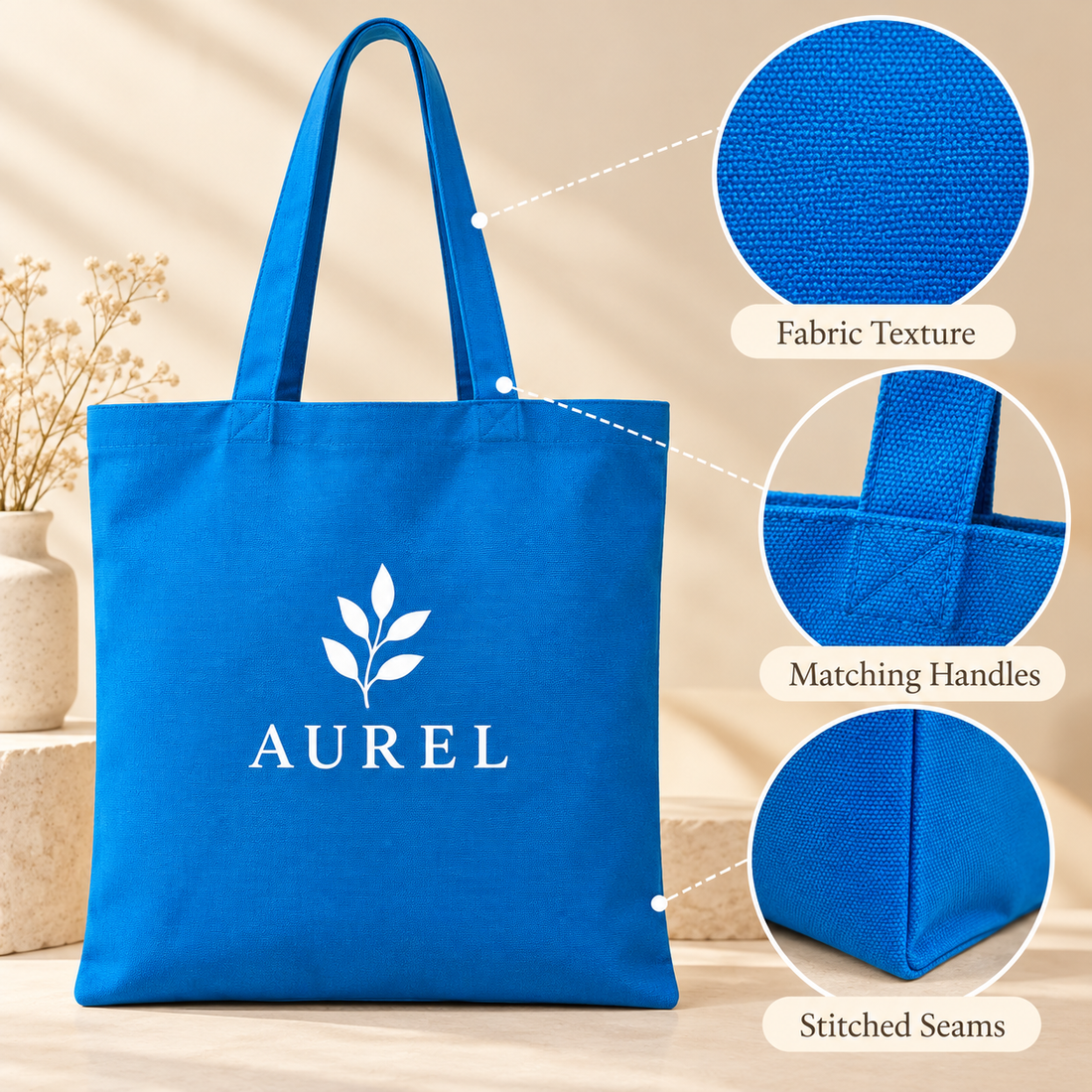 14.5x15.5 Sky Blue Cotton Canvas Tote Bag | 350 GSM
