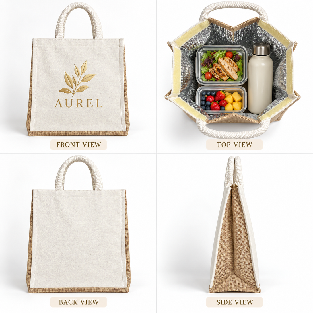 14.5x16x6.5 Natural Large Insulated Canvas Cooler Bag | 310 GSM