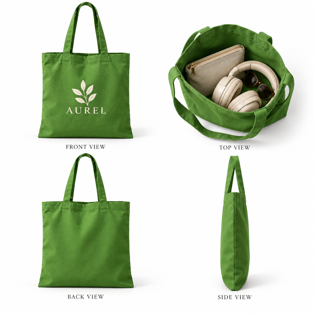 14.5x15.5 Olive Green Cotton Canvas Tote Bag | 350 GSM