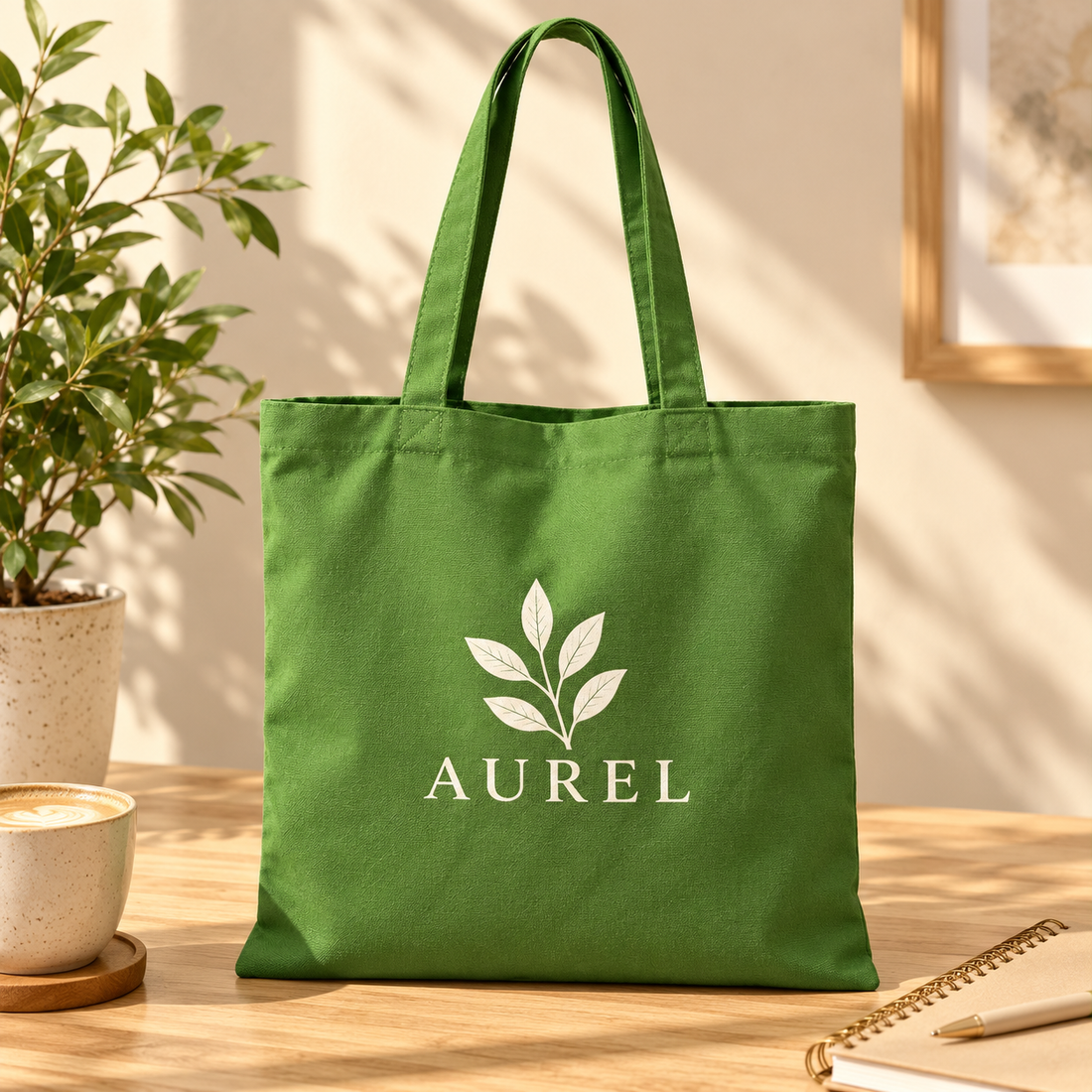 14.5x15.5 Olive Green Cotton Canvas Tote Bag | 350 GSM