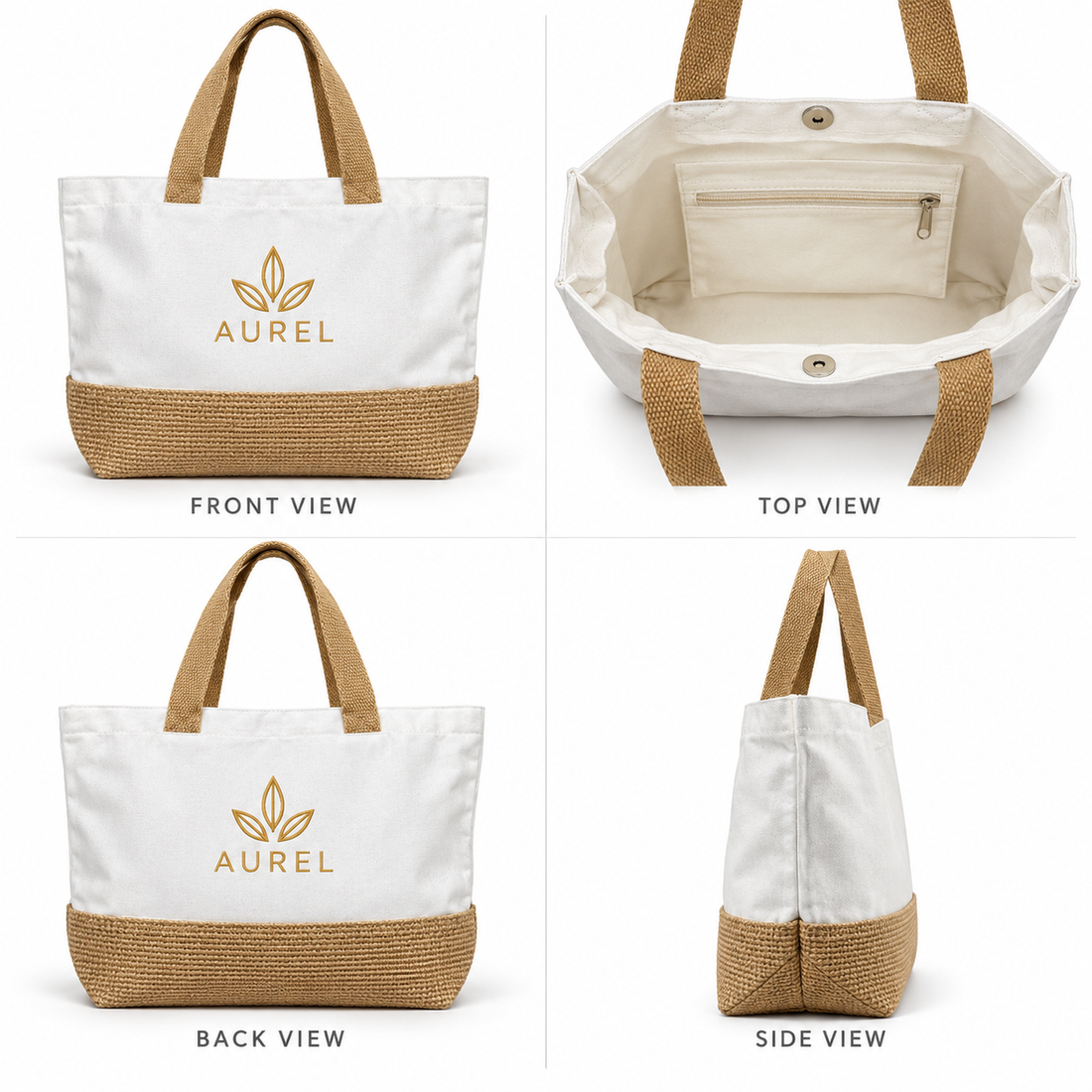 17.5x14x6 Natural Juco & Canvas Two-Tone Tote Bag