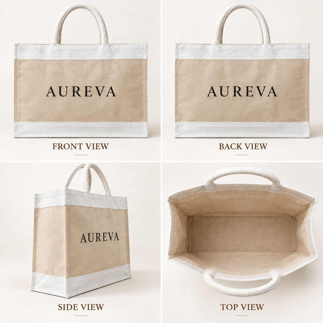 16x13x6 Natural Juco & Canvas Tote Bag with Rope Handles