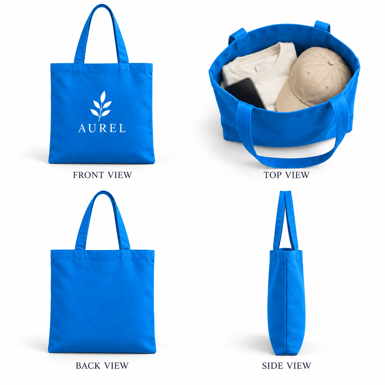 14.5x15.5 Sky Blue Cotton Canvas Tote Bag | 350 GSM