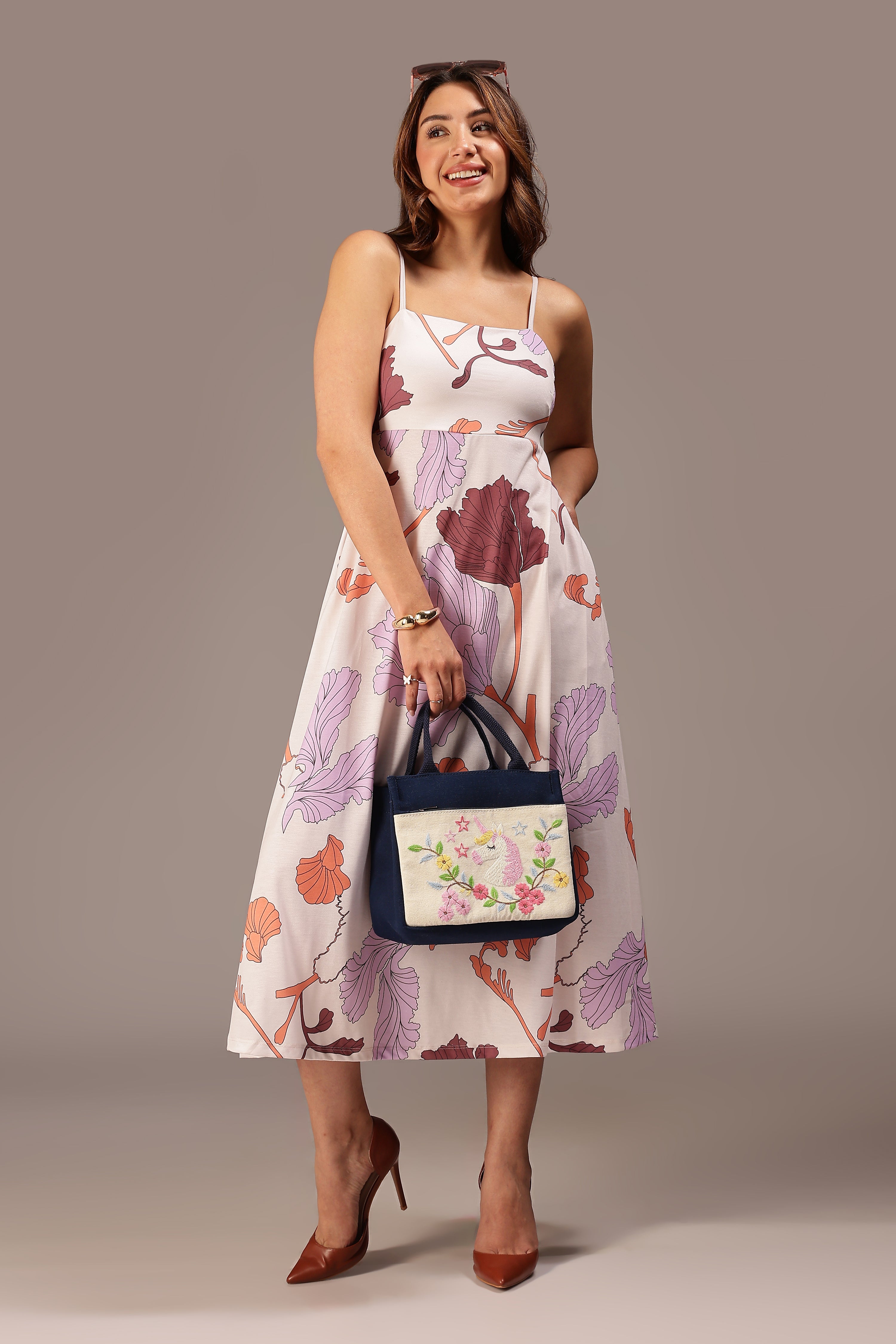 Beige Unicorn Mini Hand Bag