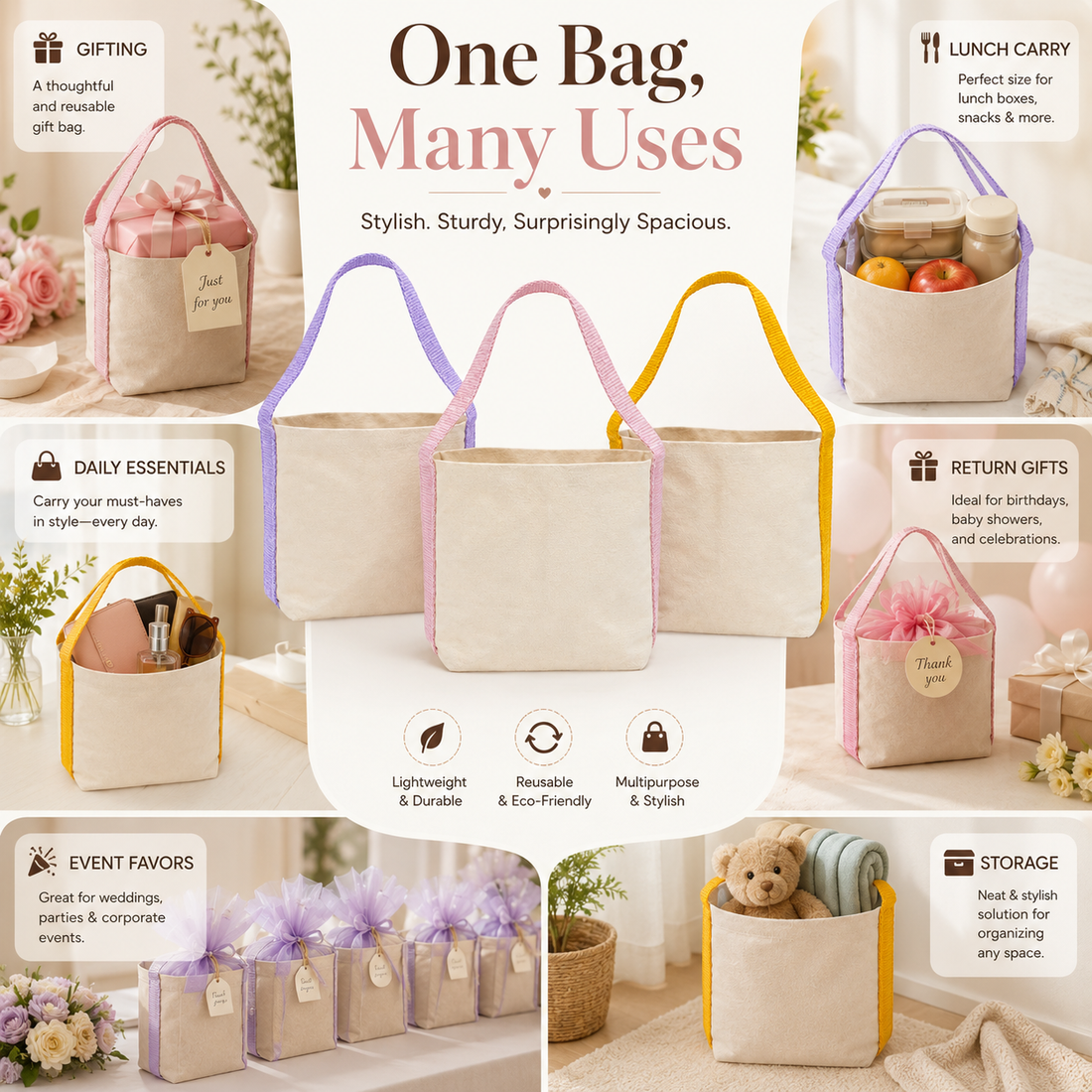 Basket Bag Sample Kit – 3 Colors | 400 GSM