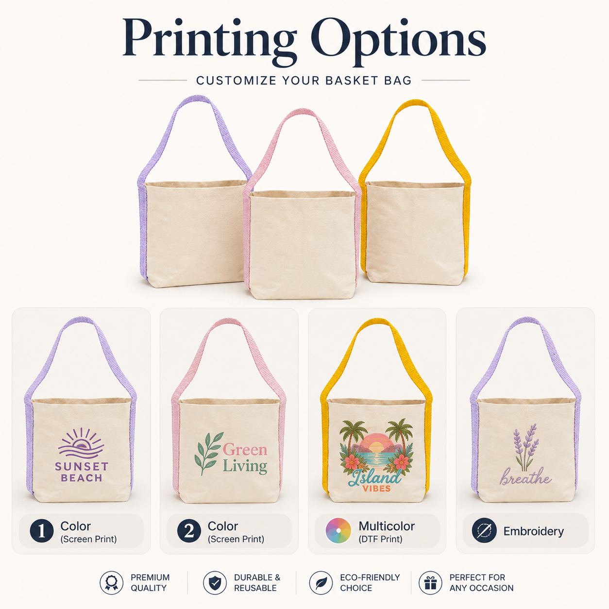 Basket Bag Sample Kit – 3 Colors | 400 GSM