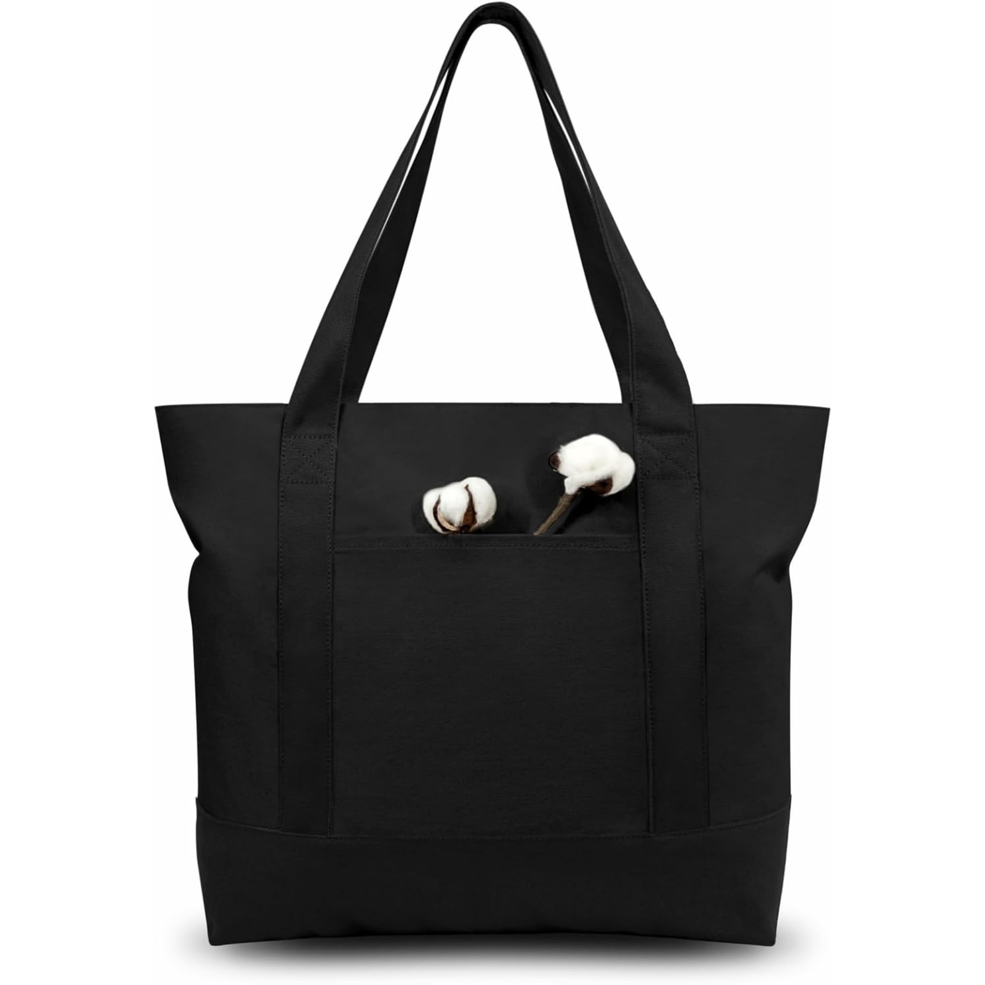 Black Large Canvas Tote Bag | (15" x 18" x 6") Inch