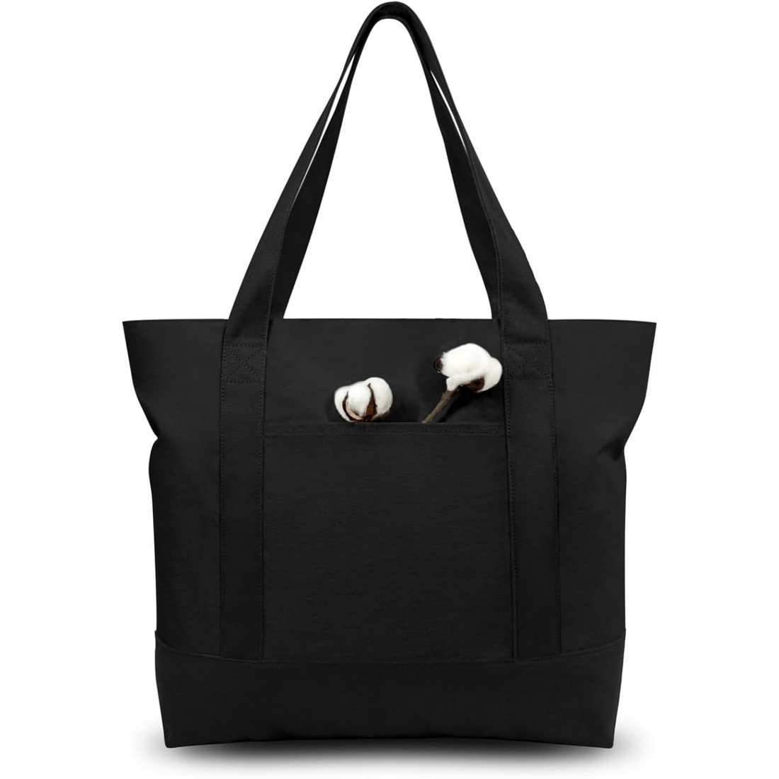 Black Large Canvas Tote Bag | (15" x 18" x 6") Inch
