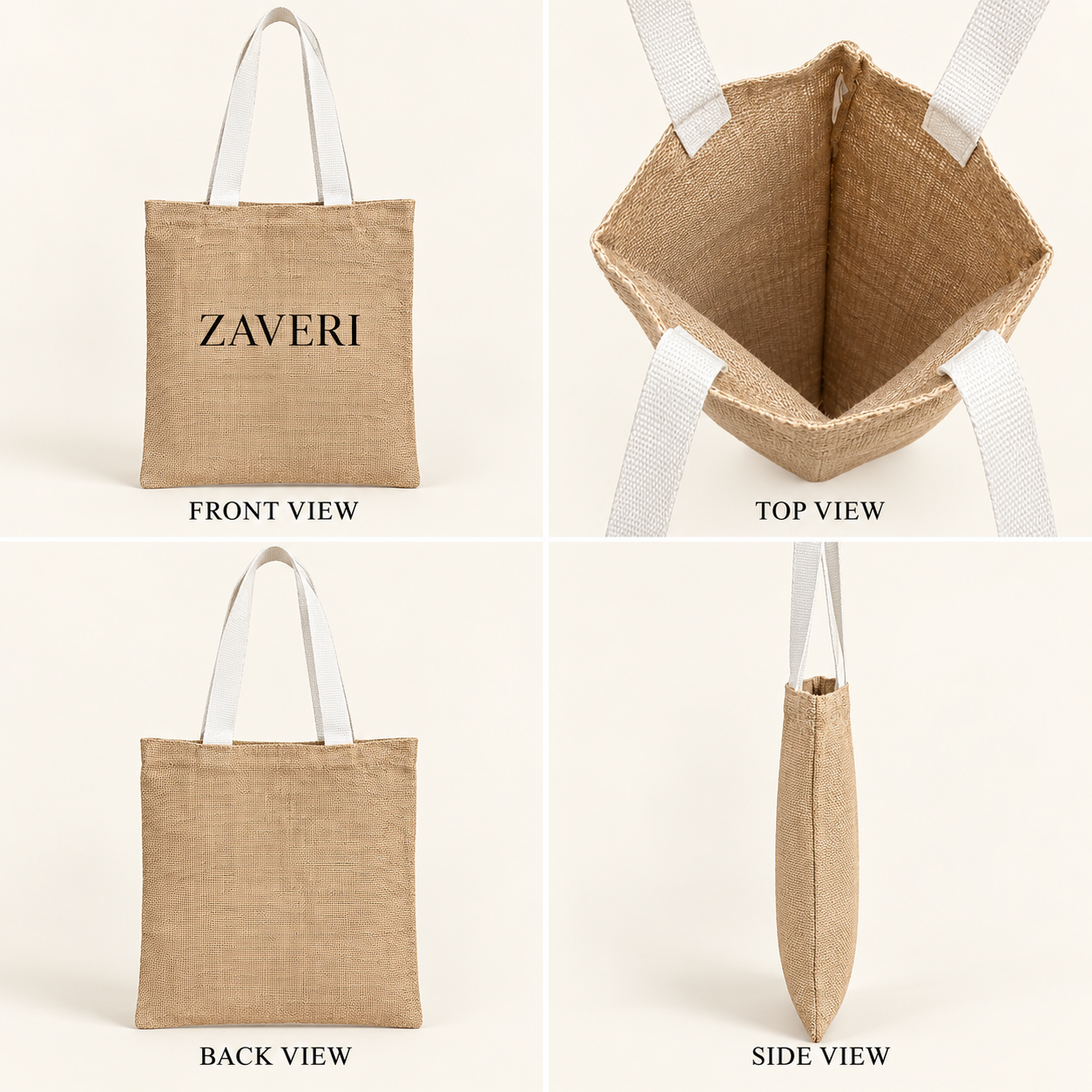 14.5x16.5 Natural Beige Jute Tote Bag