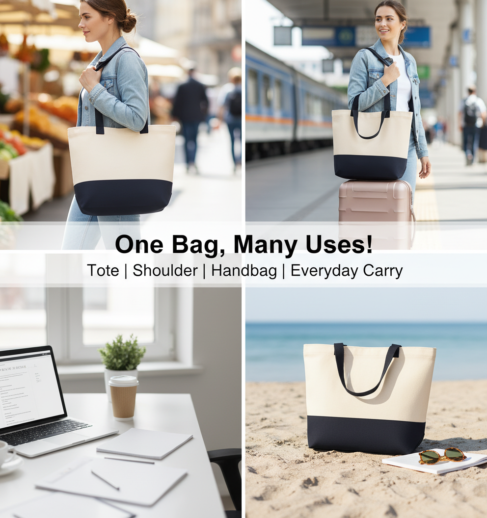 Black & Beige Tote Bag