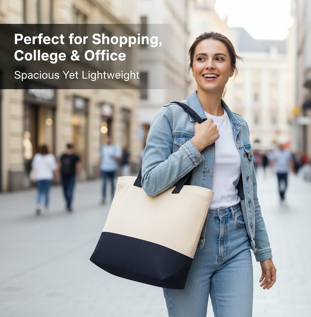 Black & Beige Tote Bag