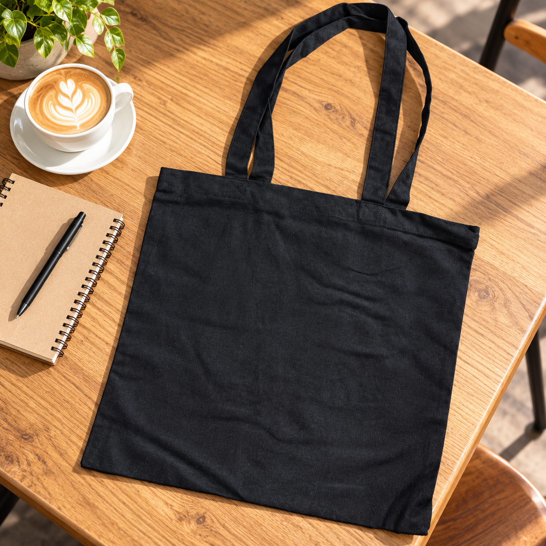 Plain 14.5x15.5 Black Cotton Tote Bag | 150 GSM