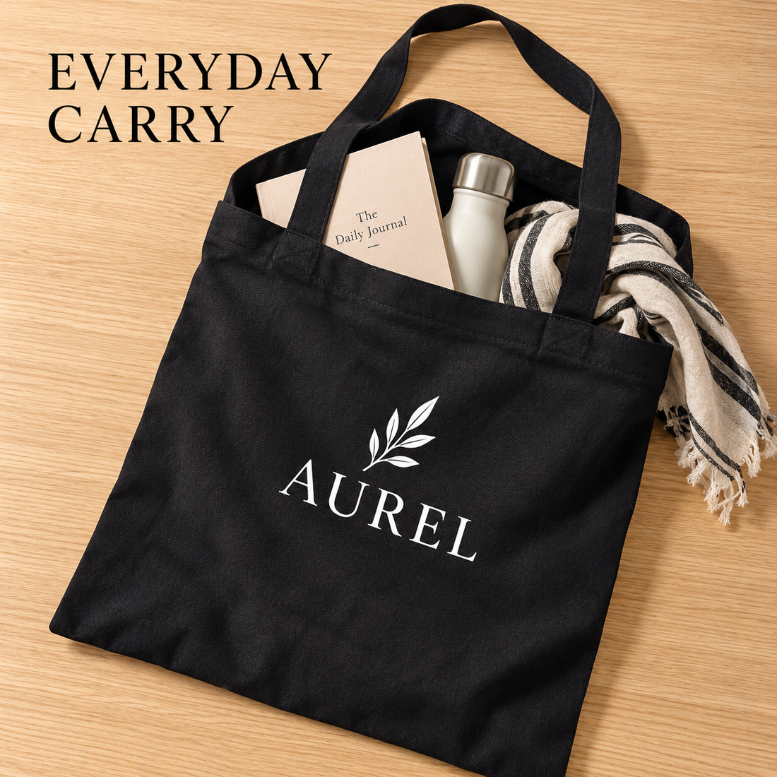 14.5x15.5 Black Cotton Tote Bag | 150 GSM