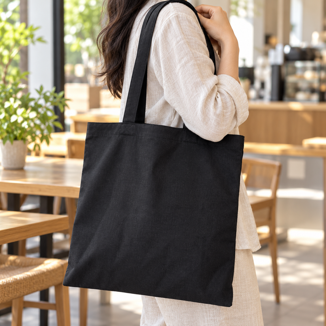 Plain 14.5x15.5 Black Cotton Tote Bag | 150 GSM
