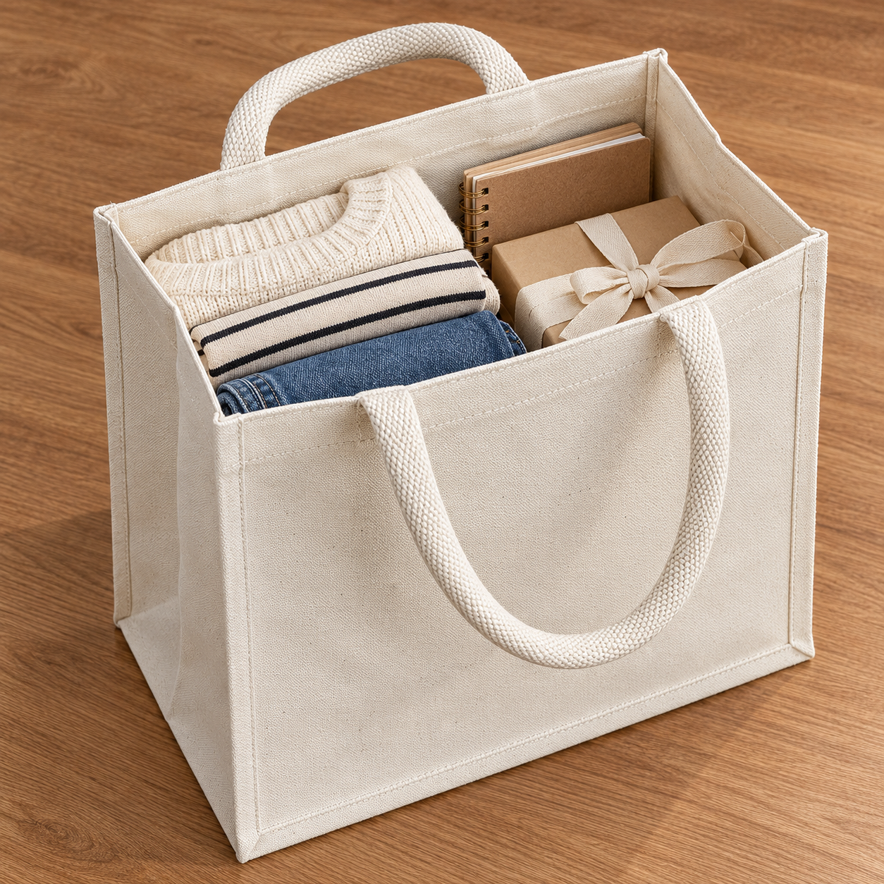 Plain 12x12x6 Ivory Laminated Canvas Gift Bag | 310 GSM