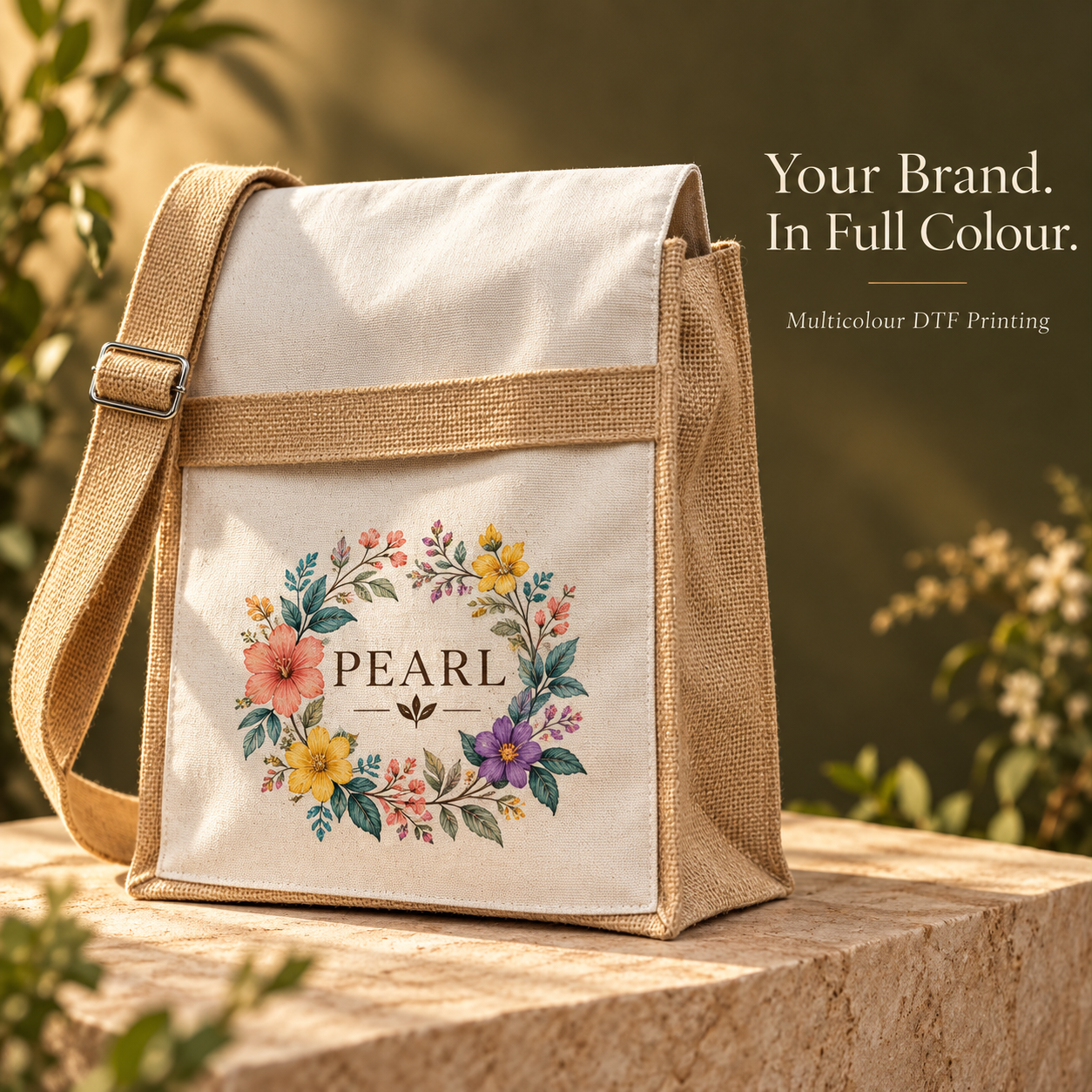 Natural Jute & Canvas Laptop messenger Bag | 220 GSM