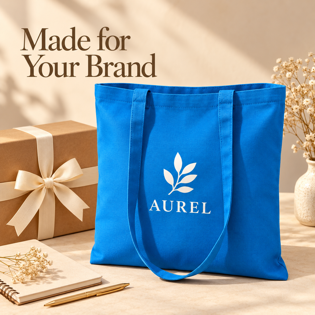 14.5x15.5 Sky Blue Cotton Canvas Tote Bag | 350 GSM