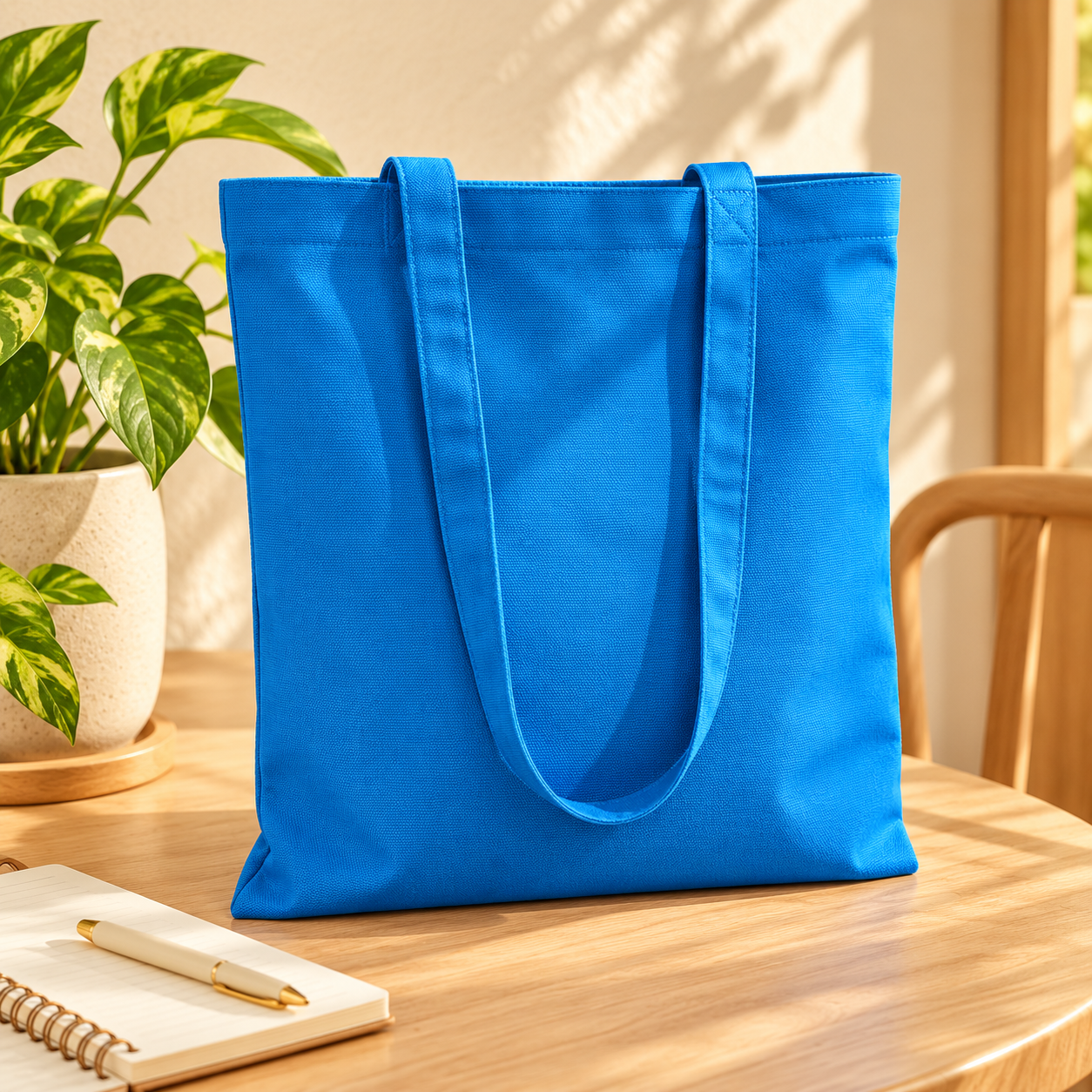 Plain 14.5x15.5 Sky Blue Cotton Canvas Tote Bag | 350 GSM