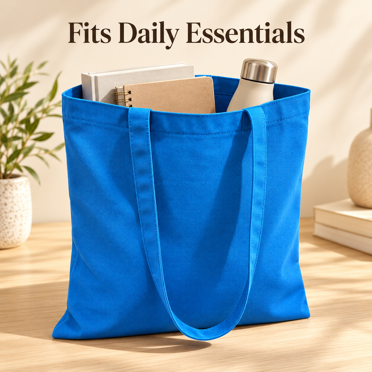 Plain 14.5x15.5 Sky Blue Cotton Canvas Tote Bag | 350 GSM
