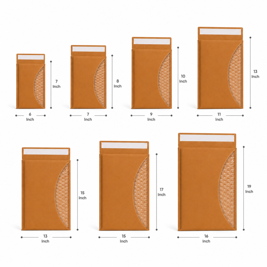 Kraft Paper Bubble Mailer Bag Sample Kit – 7 Sizes