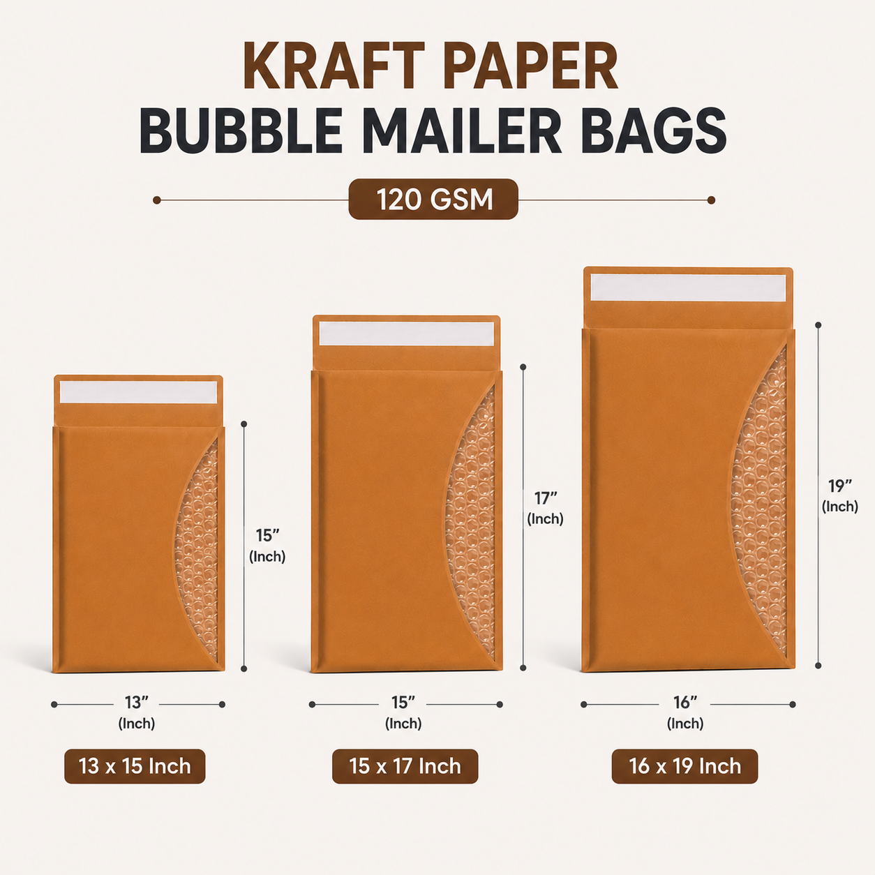 Kraft Paper Bubble Mailer Bag Sample Kit – 7 Sizes