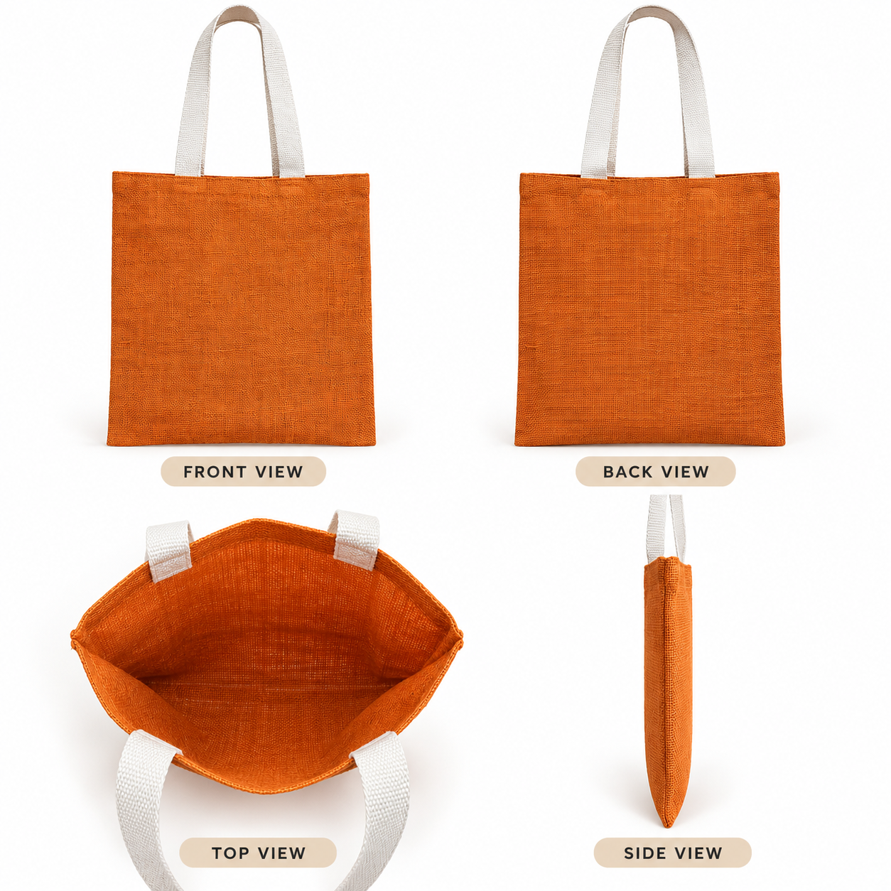 Plain 14.5x16.5 Rust Orange Jute Tote Bag