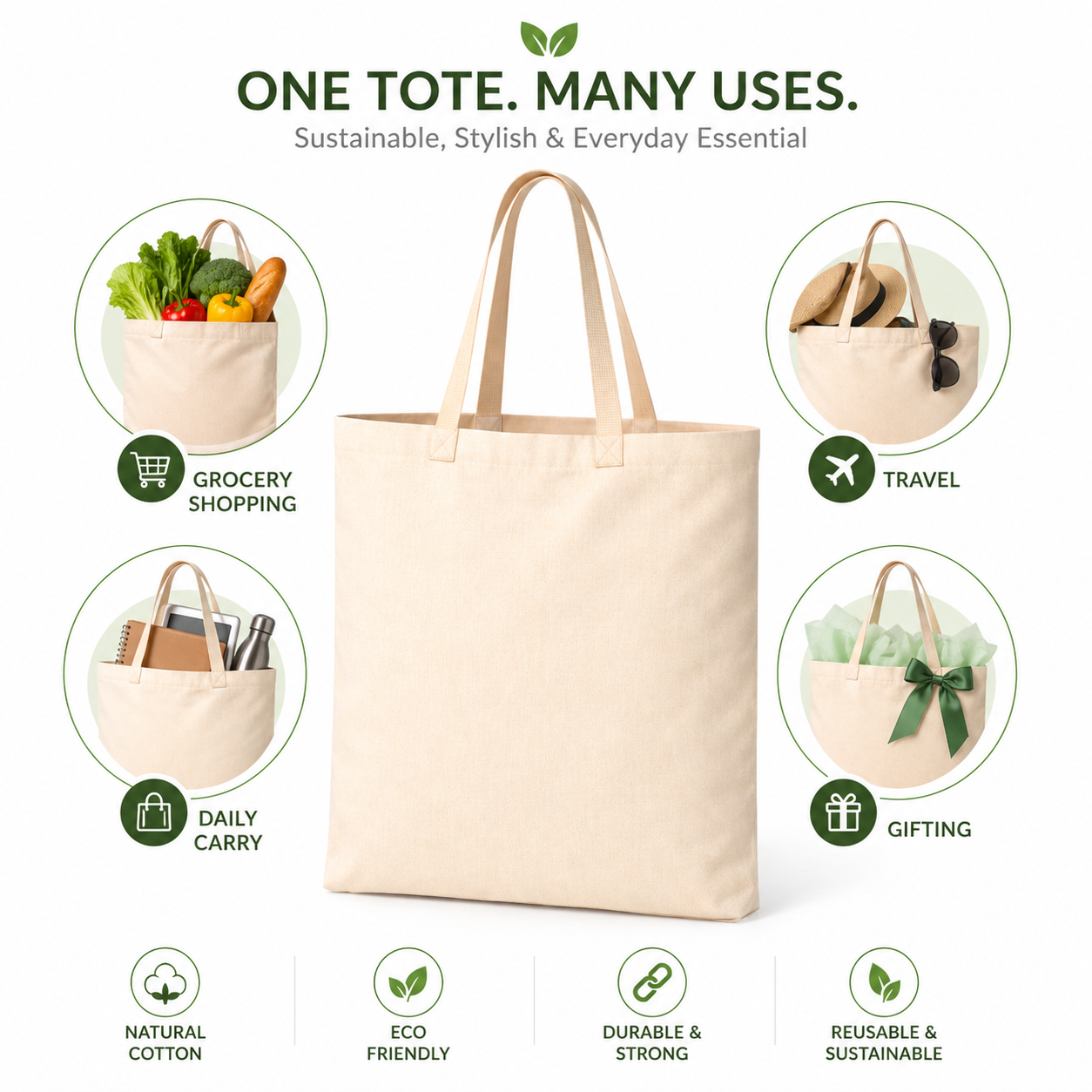 18x20 Inch Cotton Canvas Tote Bag