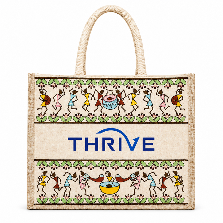 Tribal Beats Warli Hamper Bag - Beige