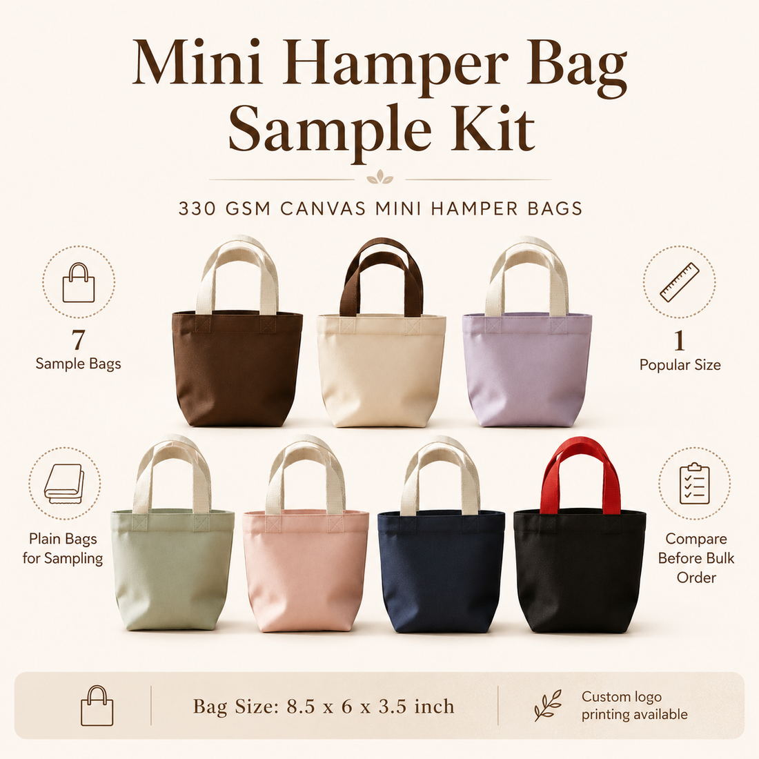 Mini Hamper Bag Sample Kit - 7 colors | 330 GSM