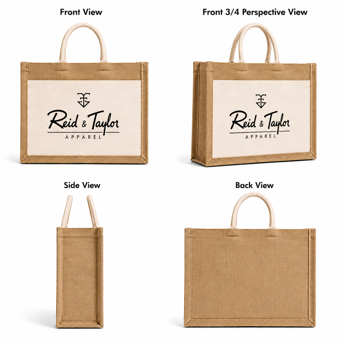 Custom 15X13X6 Jute Tote Bags with Canvas Front Pocket | 350 GSM