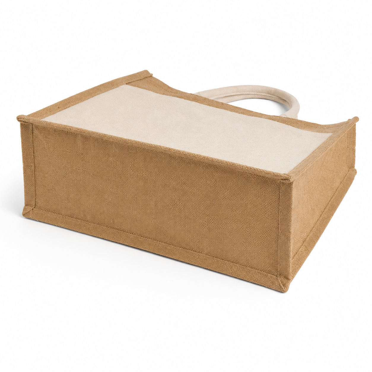 12x12x7.5 Jute Tote Bags with Canvas Front Pocket |350 GSM