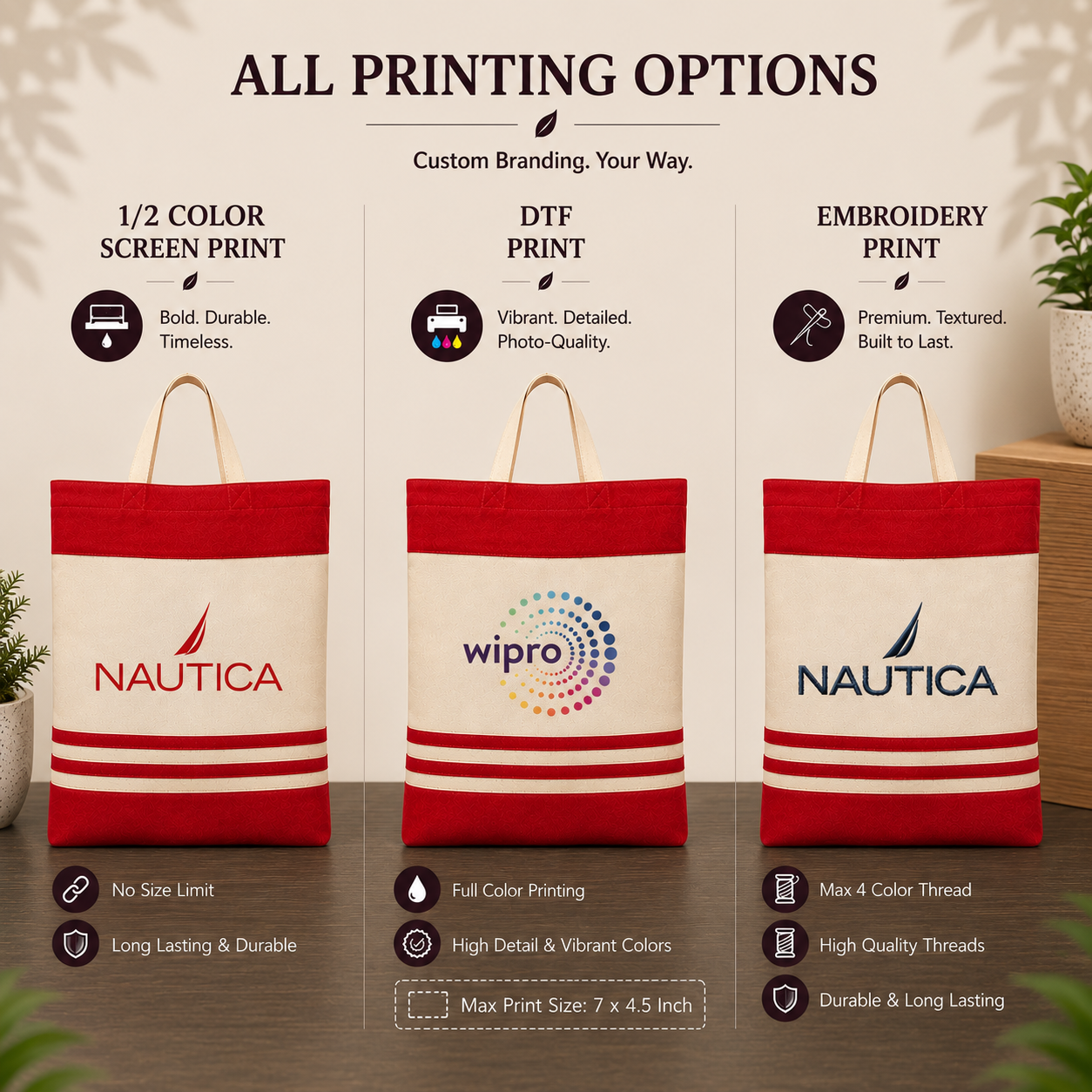 Custom 14x16 Red Tote Bag | 330 GSM