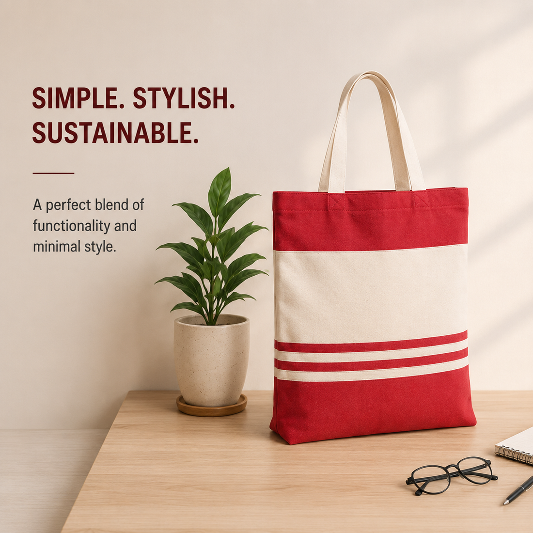 14×16 Red Tote Bag | 330 GSM