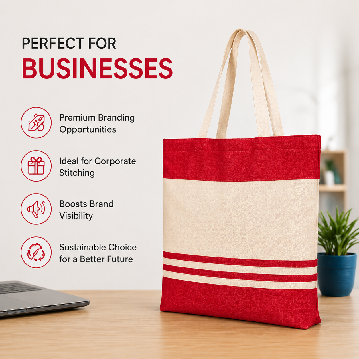 14×16 Red Tote Bag | 330 GSM