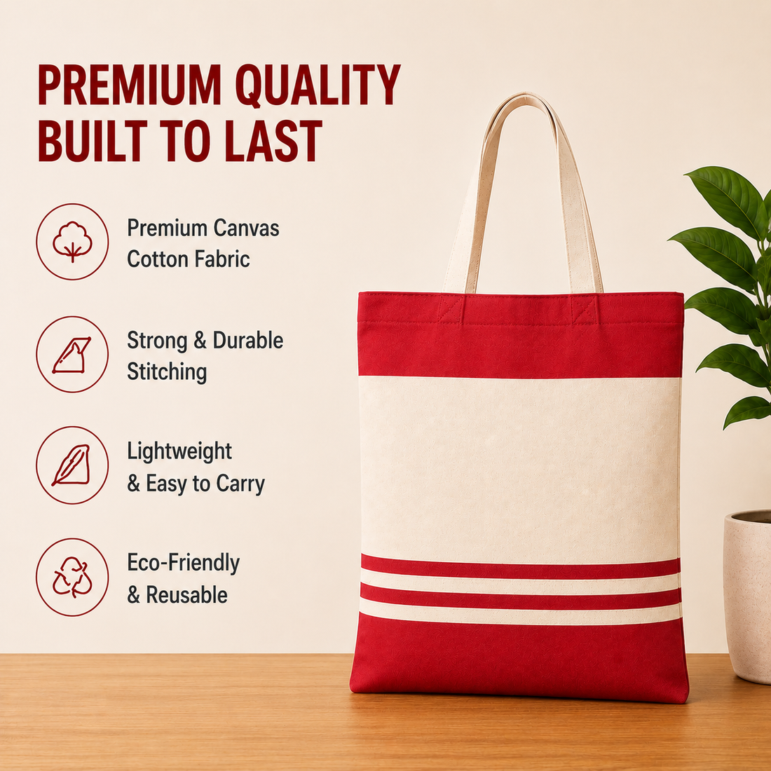 14×16 Red Tote Bag | 330 GSM
