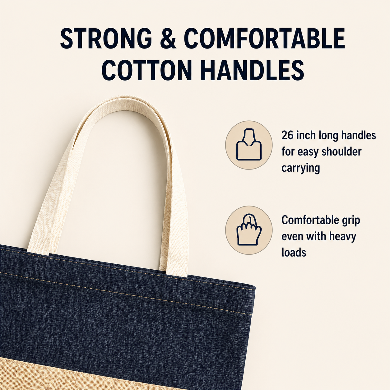 Custom 14×16 Navy Blue Tote Bag | 330 GSM