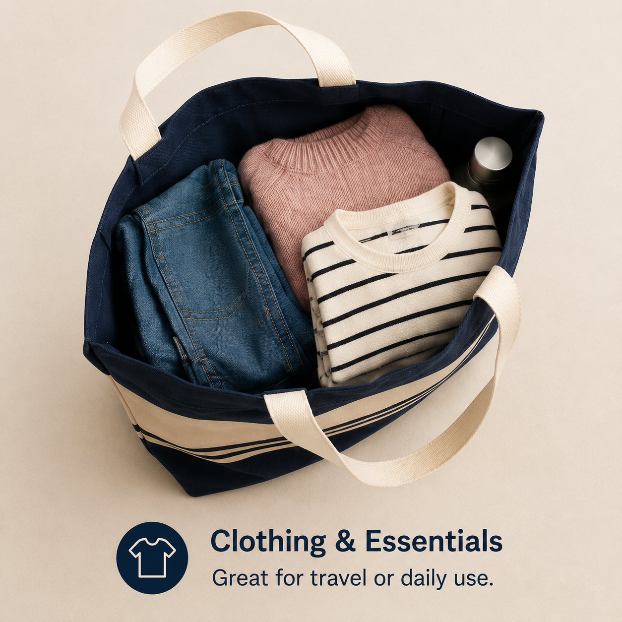 Custom 14×16 Navy Blue Tote Bag | 330 GSM
